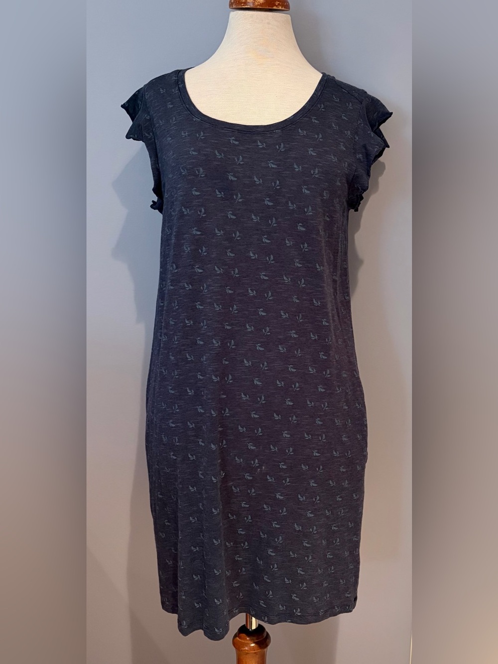 Toad&Co Navy Dress with Light Bird Print